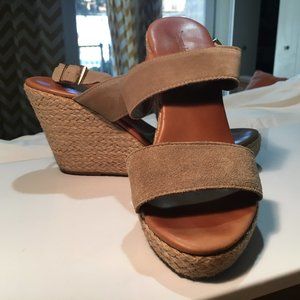 Neutral Suede Wedge Sandals